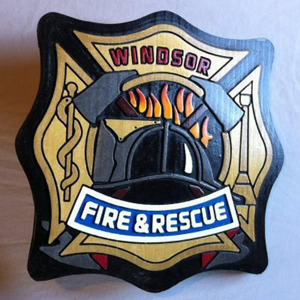 Fire Department Windsor 3D routed wood patch custom sign plaque Custom