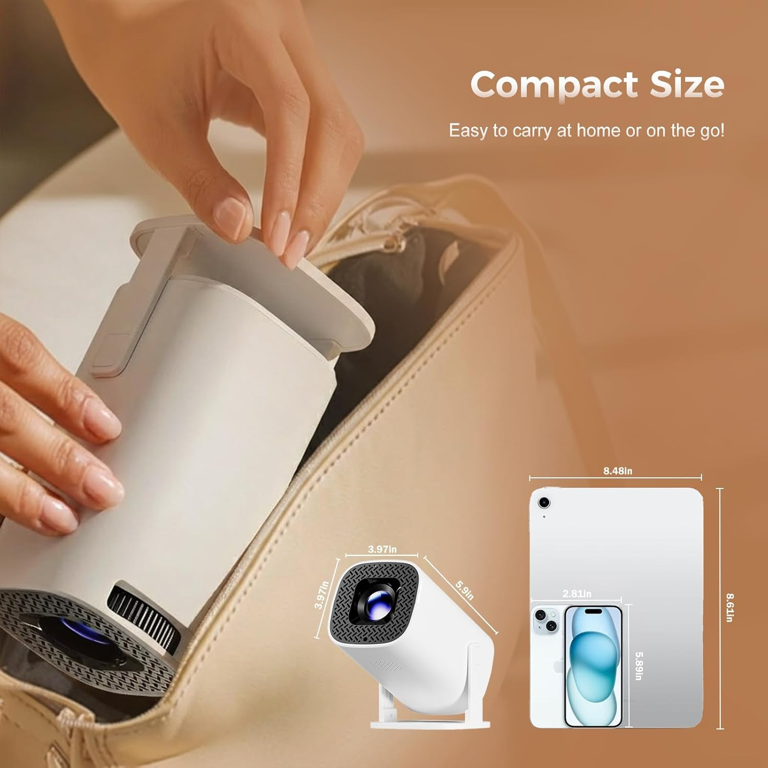Mini Smart Projector 4K Support WiFi 6 Bluetooth Android Portable Home Theater