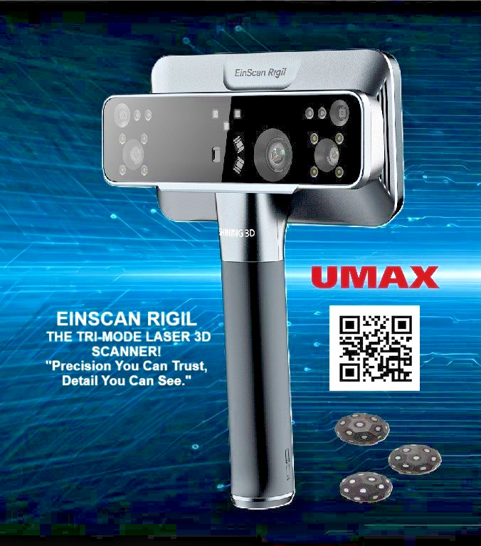 EinScan Rigil Wireless Handheld 3D Scanner 0.04mm Accuracy Laser + VCSEL IR NIB