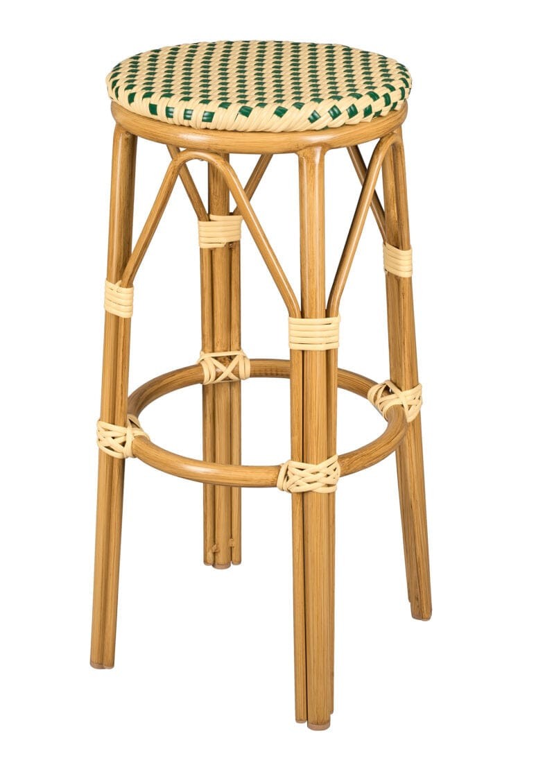 Beige on Green 30" Full Height No Back Bistro Barstool by Chivari