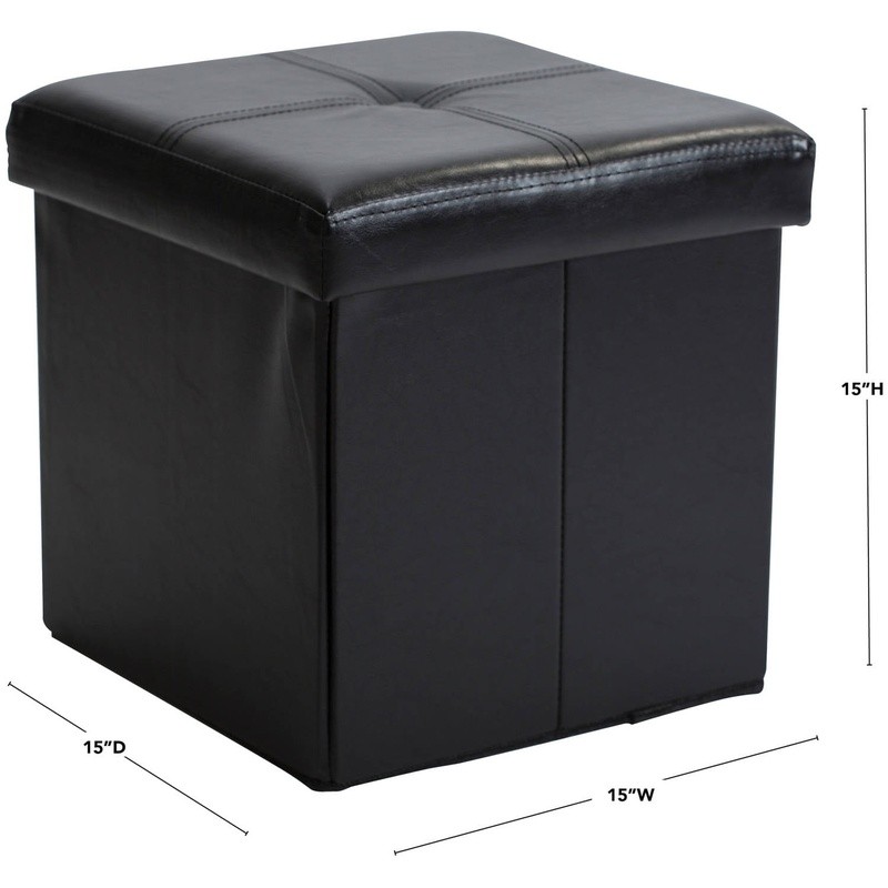 Storage Ottoman W/ Hidden Storage Padded Top Folding Foot Rest Extra Seating New