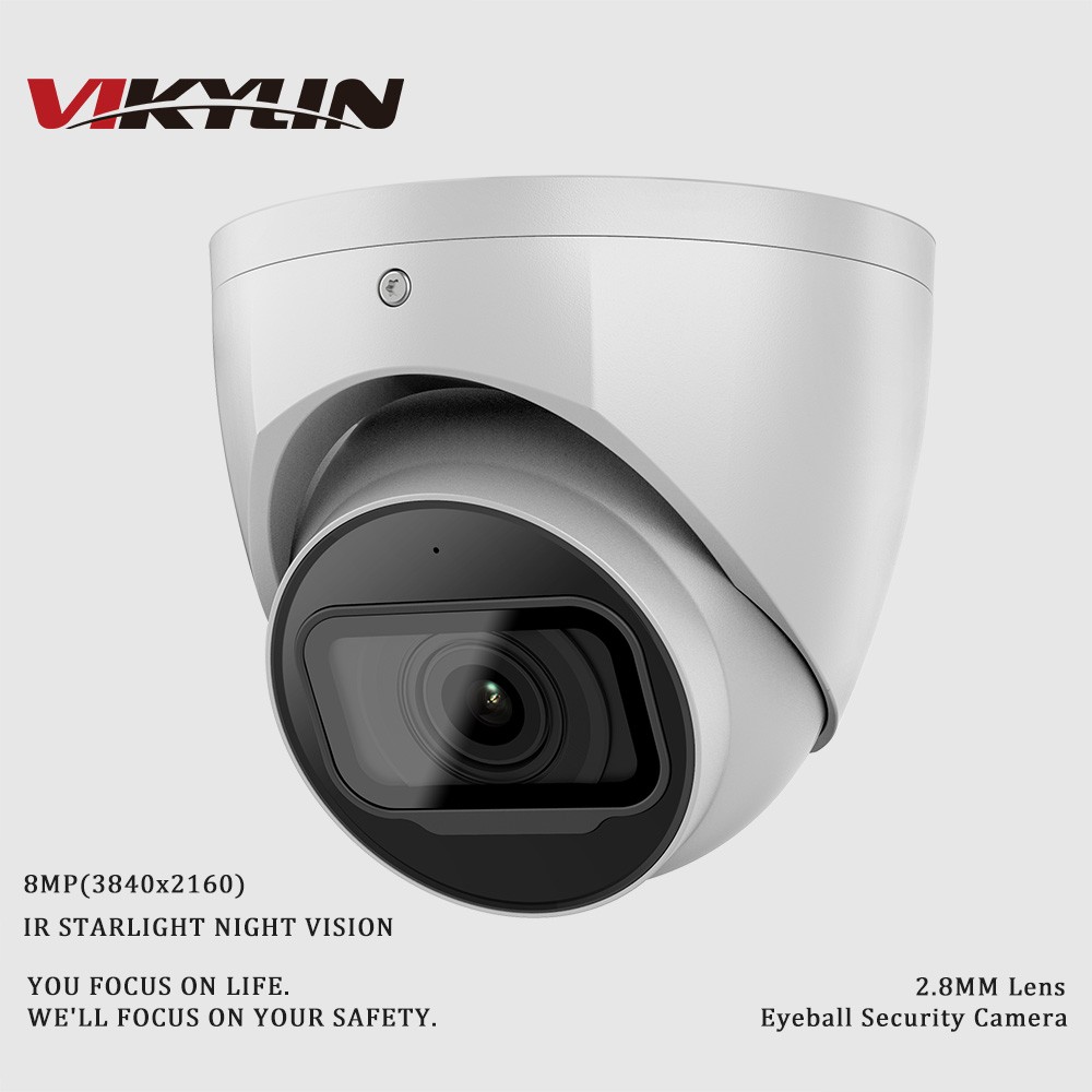 VIKYLIN 4K 8MP IR Starlight IP Dome Network Camera Built-in Mic Smart Detection