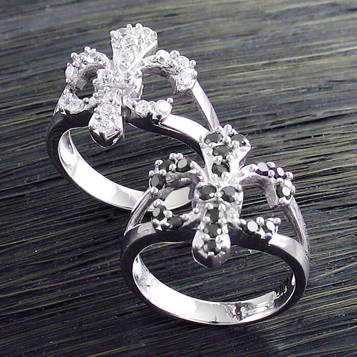CLOSEOUT! Genuine Sterling Silver Fleur De Lis .57 Carat CZ Ring Only $9.99