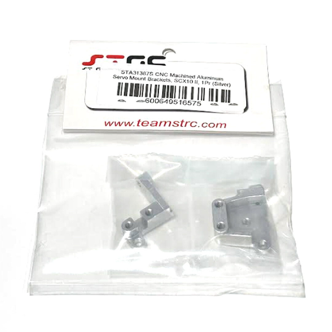 NEW STRC Aluminum Front Servo Mount Brackets (2) Silver for SCX10 II