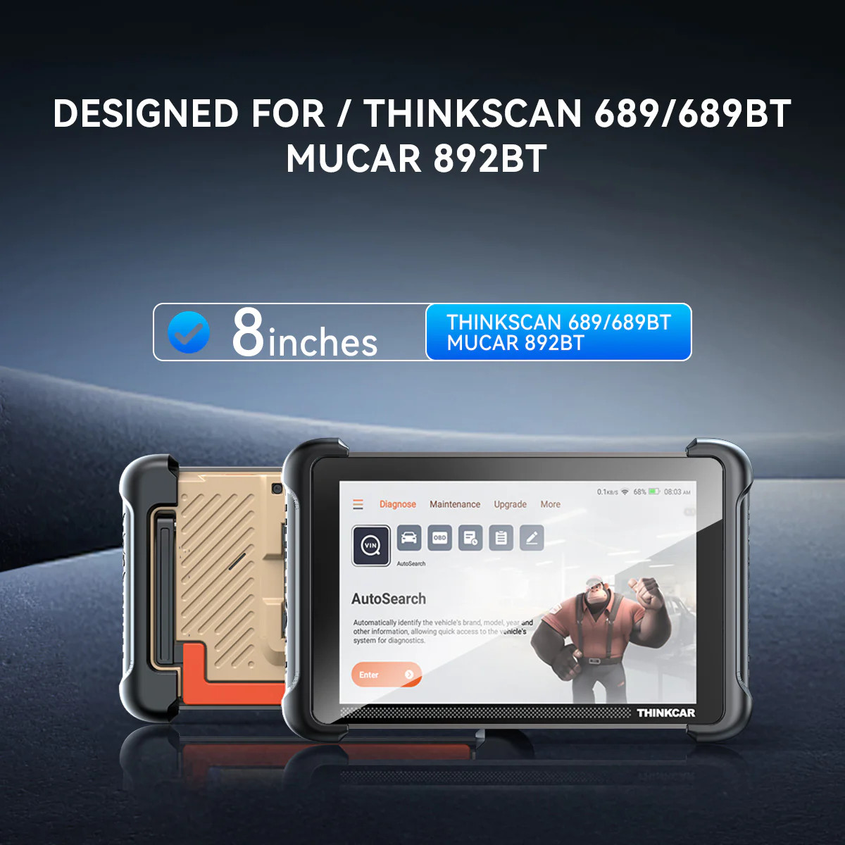 ThinkScan 689BT Car OBD2 Diagnostic Tool Tempered Glass Screen Protector 8inch