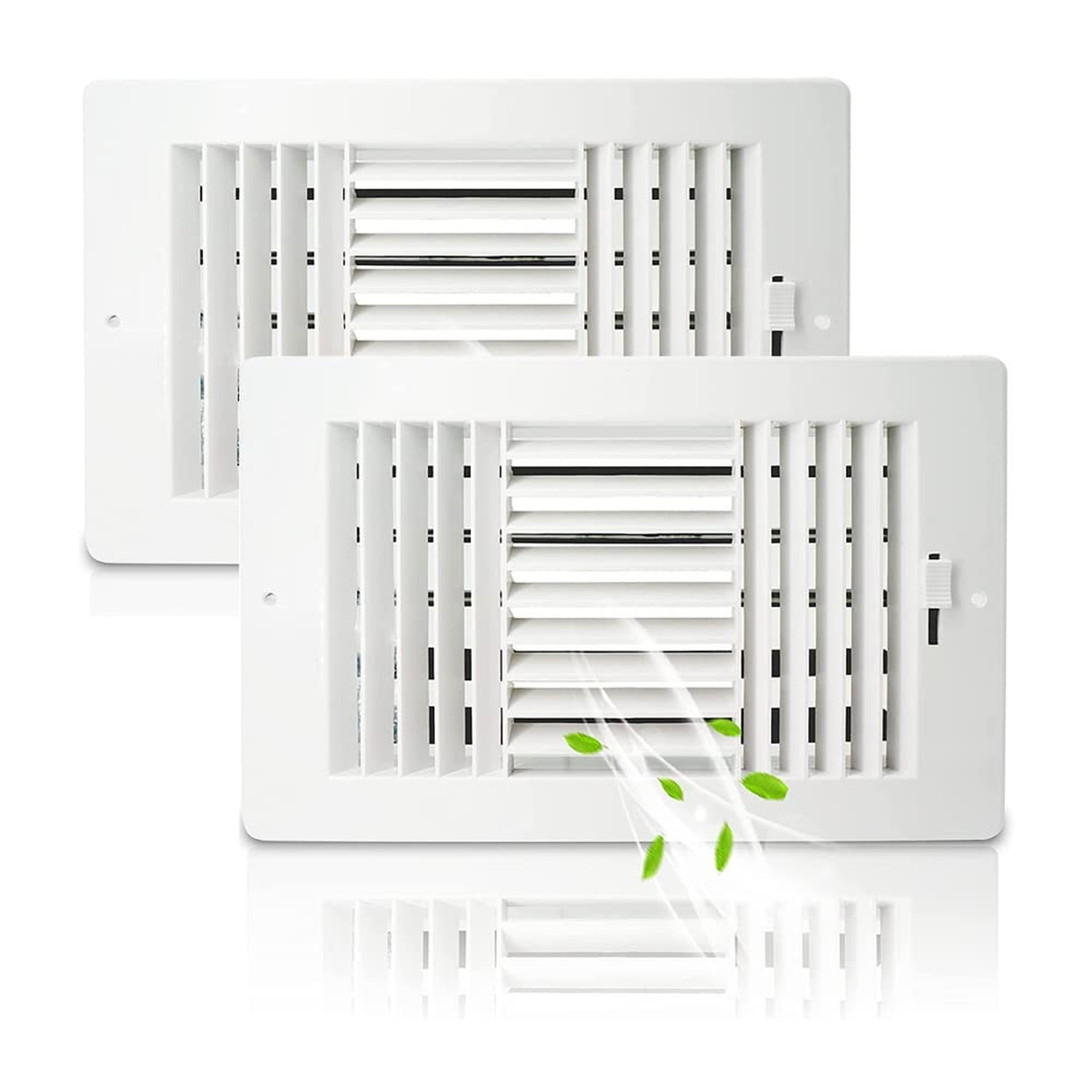 2 Pack Air Vent Cover Ceiling Register, FanGoFast Wall Vent 3-Way Plastic Sid...