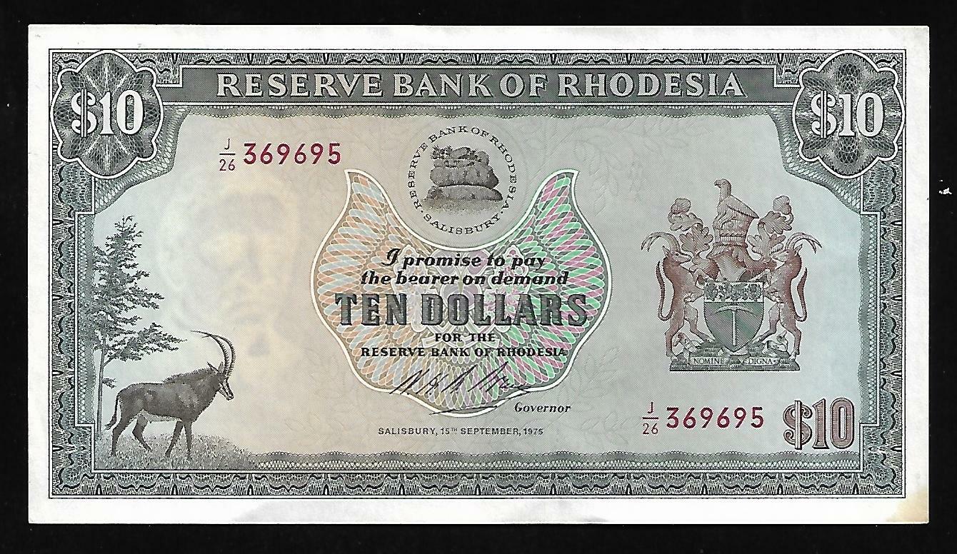 Rhodesia - Ten Dollar Note - 1975 - P33g - Uncirc.