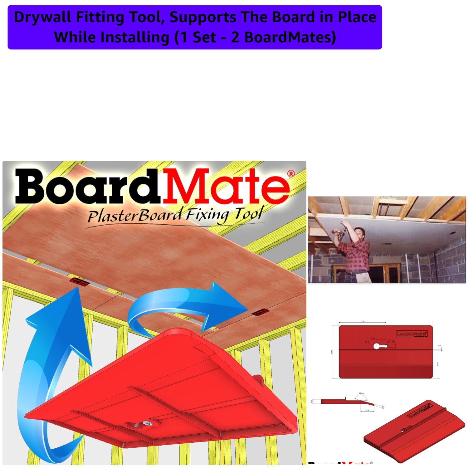 Durable Acrylic Drywall Board Support Set - Speedy Installation in 1 Set of 2