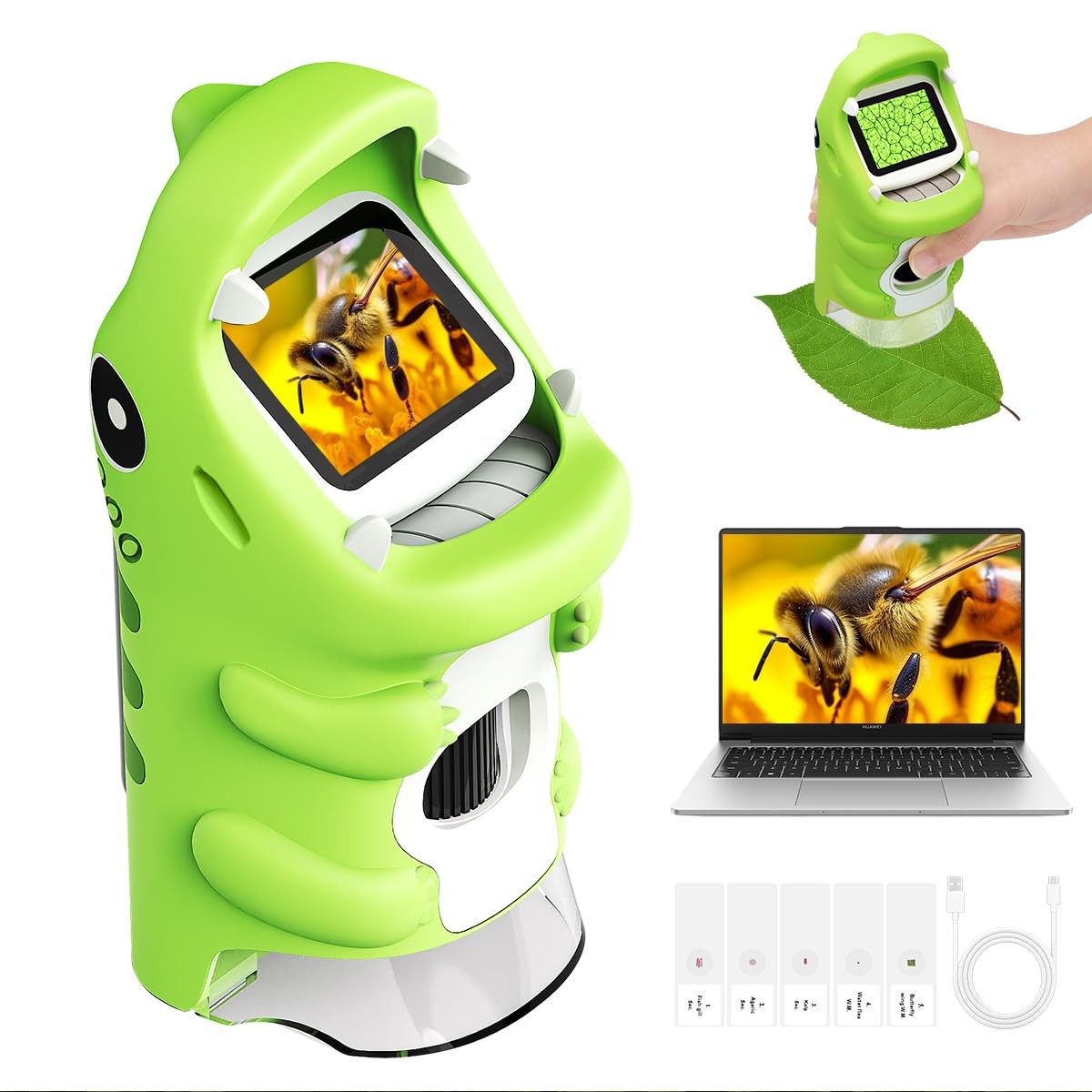 Zivorin Dinosaur Microscope for Kids, 1000X Handheld Digital Green