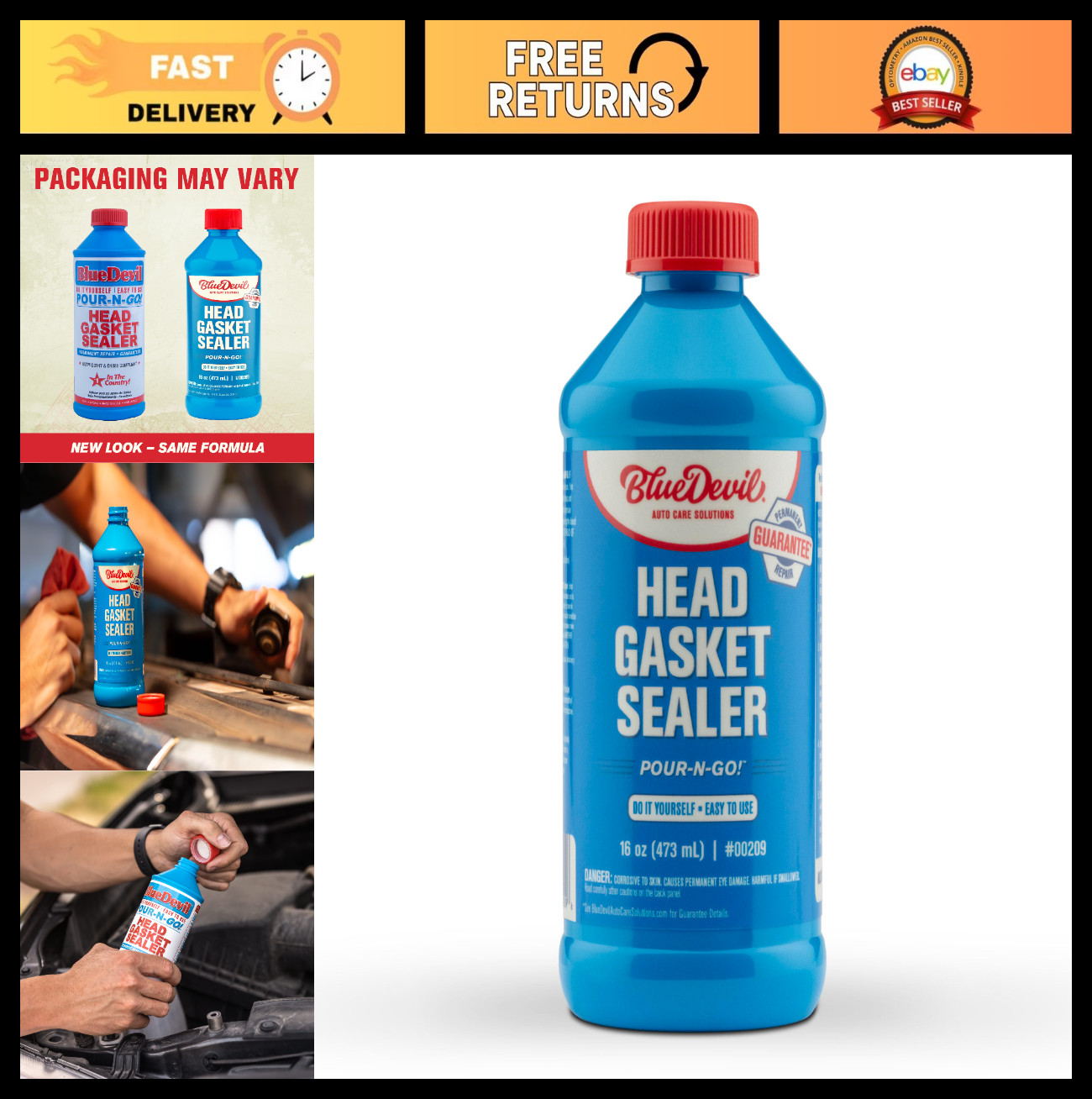 Head Gasket Sealer - 16 oz Pour-N-Go Engine Repair, Leak Fix, Automotive Sealant