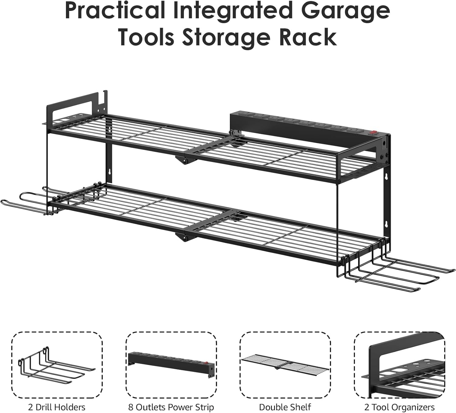 Large Garage Tools Storage with Charging Station. Power Tool Battery