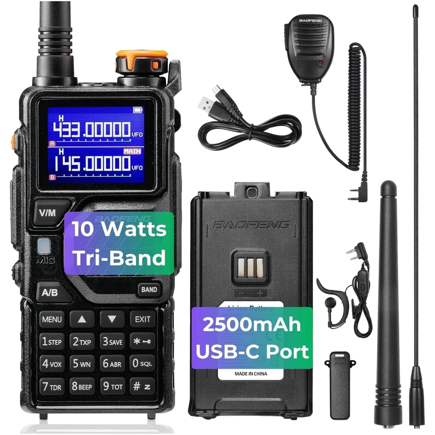 Versatile K5PLUS Tri-Power 10W Ham Radio with Voice Operation & Frequency Copy