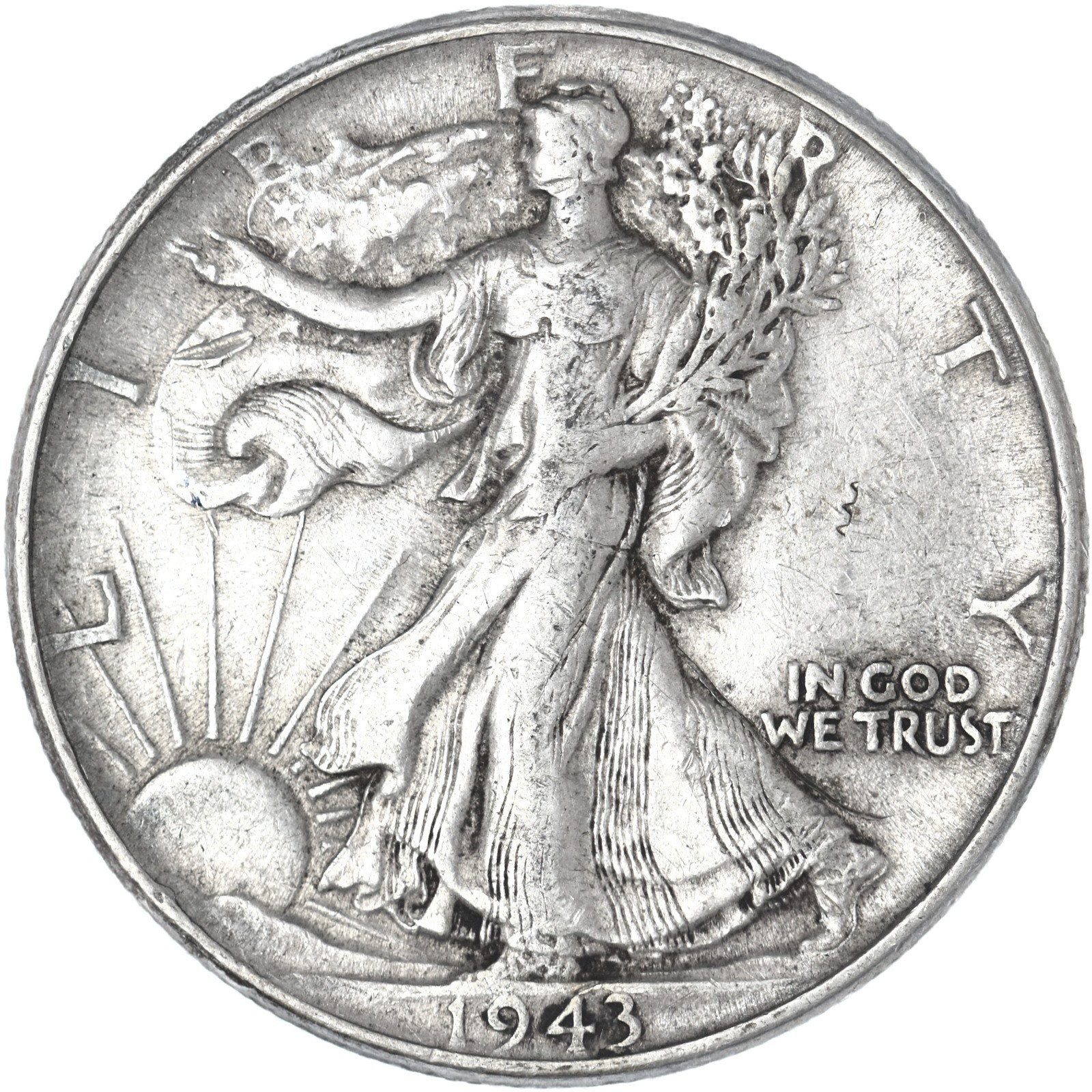 1943 (P) Walking Liberty Half Dollar 90% Silver Extra Fine XF See Pics F074