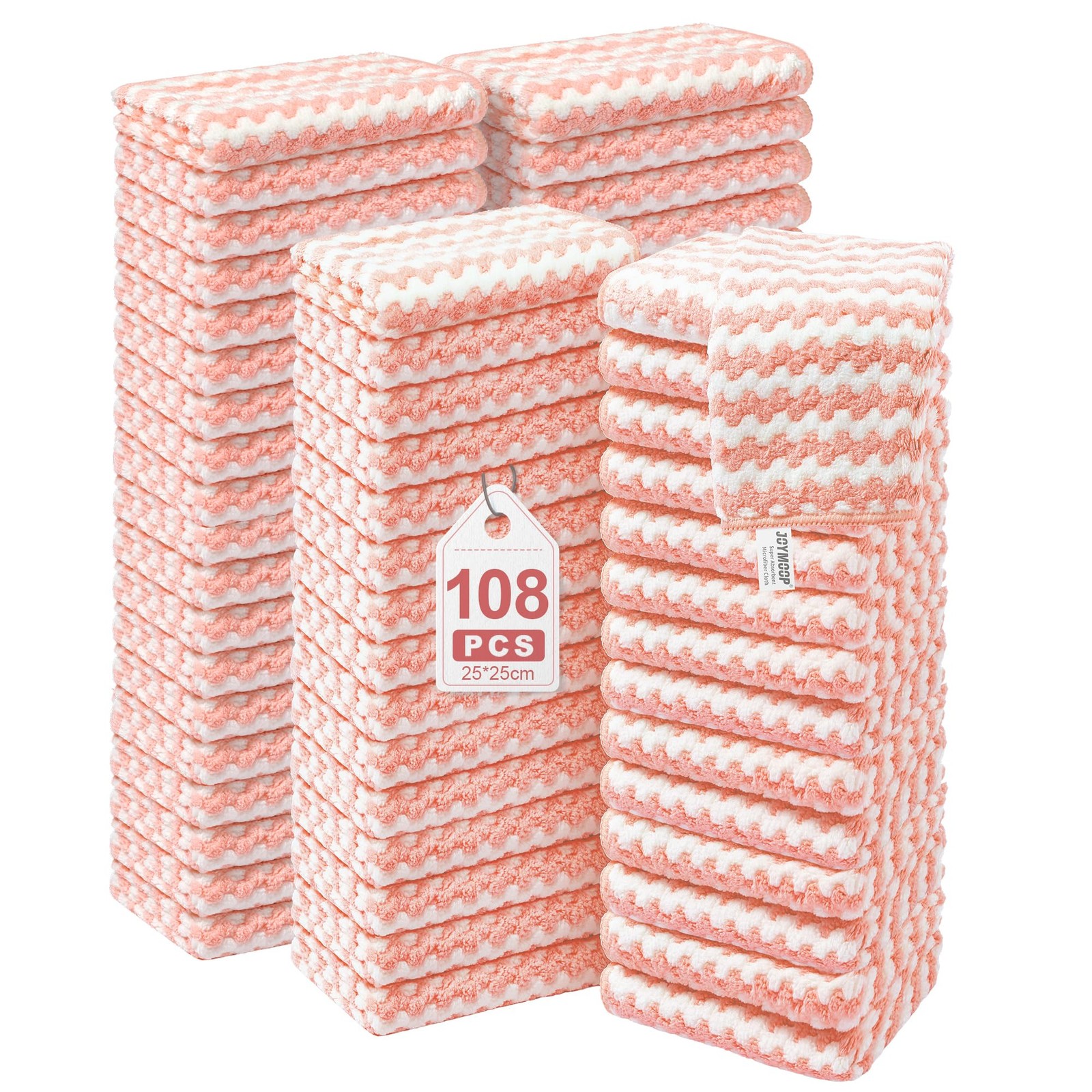 JOYMOOP 108 Packs Microfiber Cleaning Cloths, 10" x 10" Reusable Kitchen Towe...