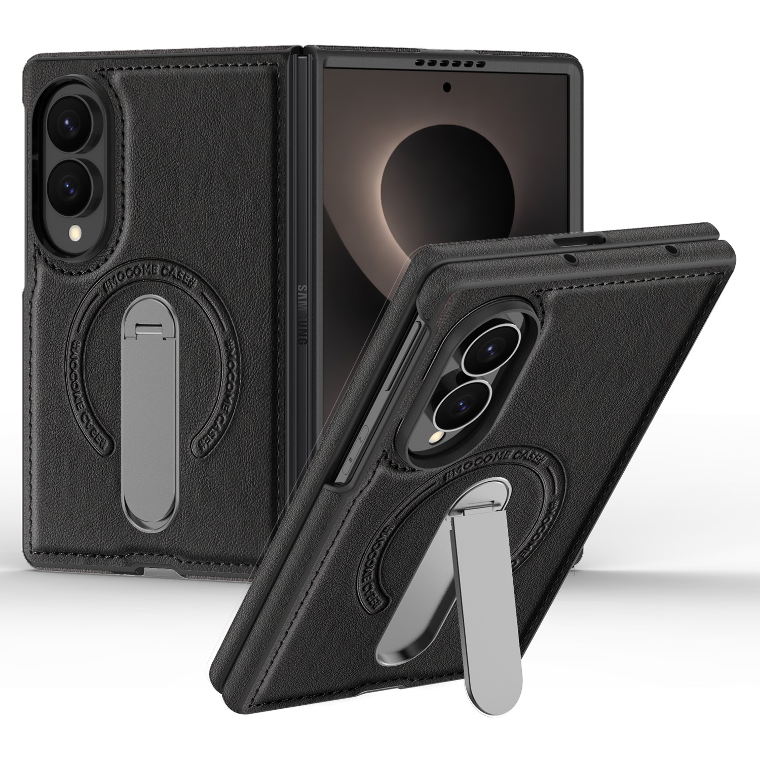 For Samsung Galaxy Z Fold 8 Shockproof PU Leather+PC Case Mag Safe Stand Cover