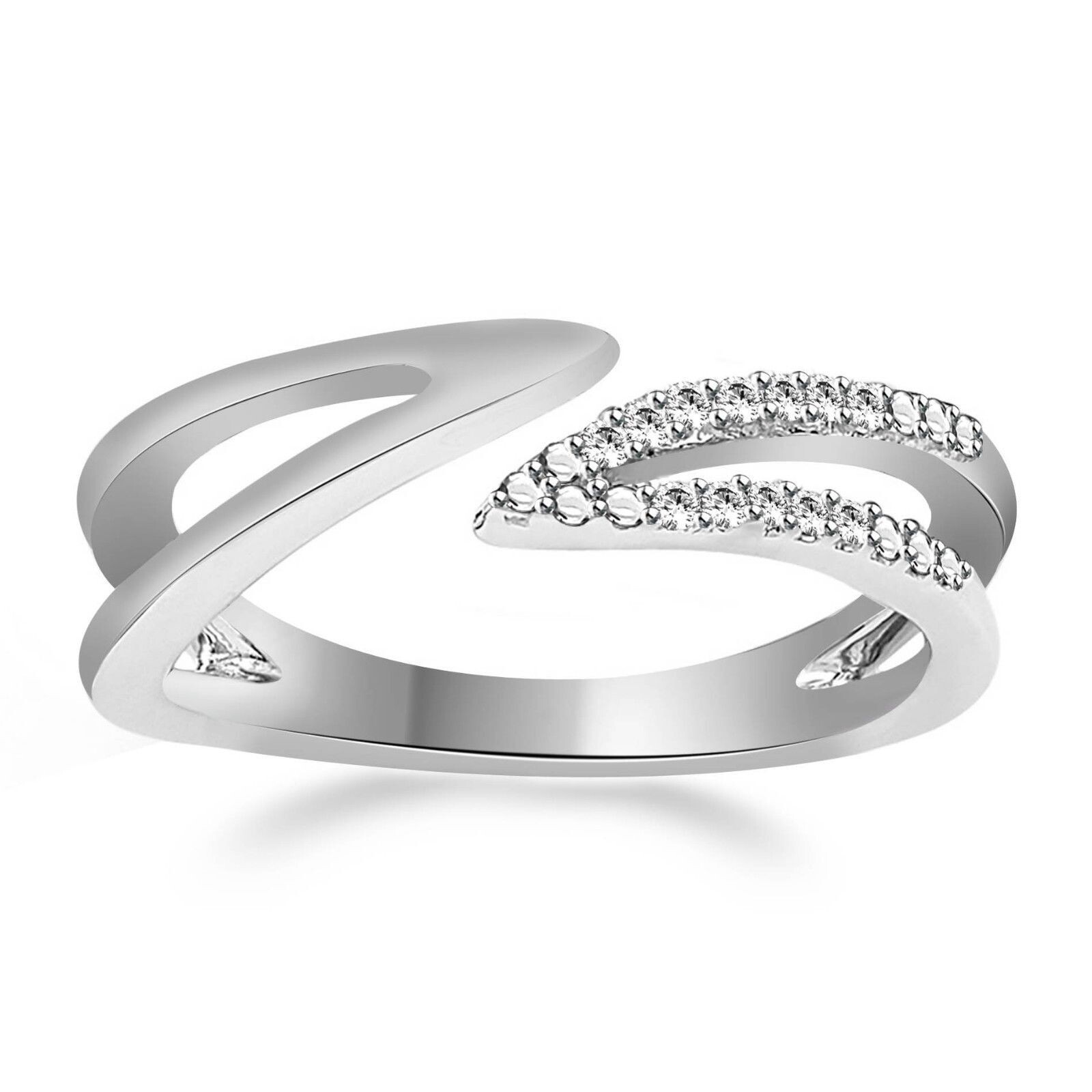 0.15CT Round Cut Diamond Accents Cross Toe Ring in 14K White Gold Plated Silver