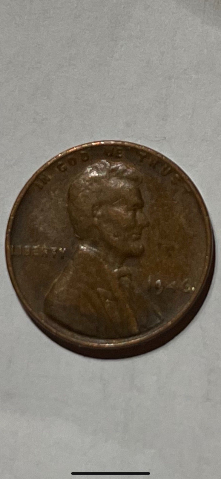 WW ll 1946 1C MADE FROM USED AMMO CASING WITH (L) RIM ERROR AGAINST THE LIP.