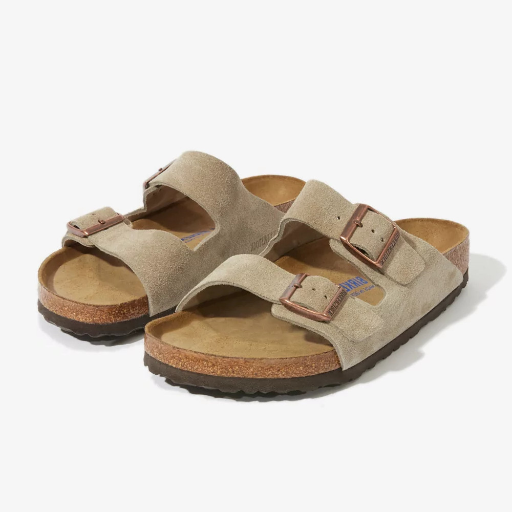 Birkenstock Arizona Suede Taupe Soft Footbed Sandals Men's Shoes Regular/Wide