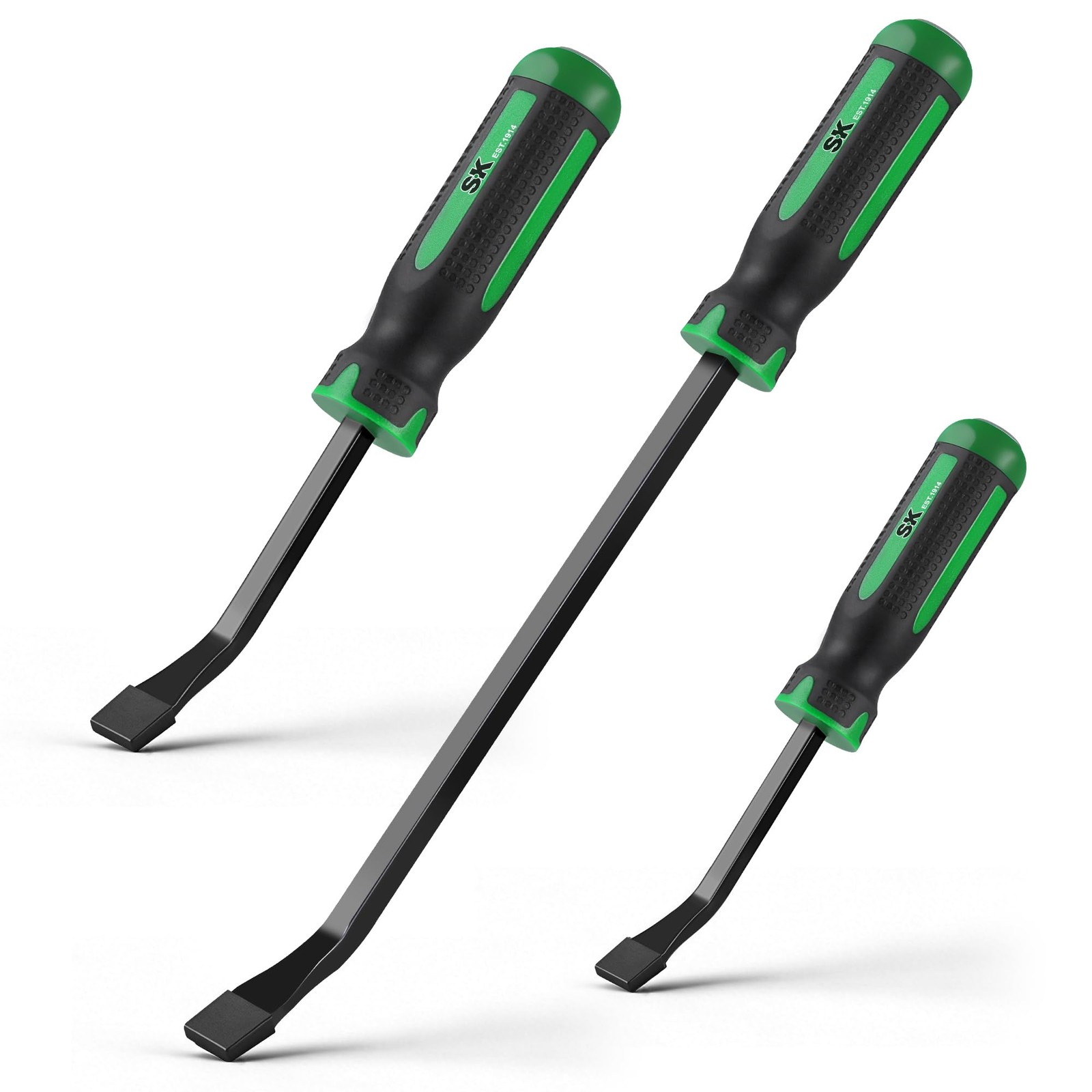SK 3-Piece Pry Bar Set 8" 10" 16" Heavy Duty Protective Caps