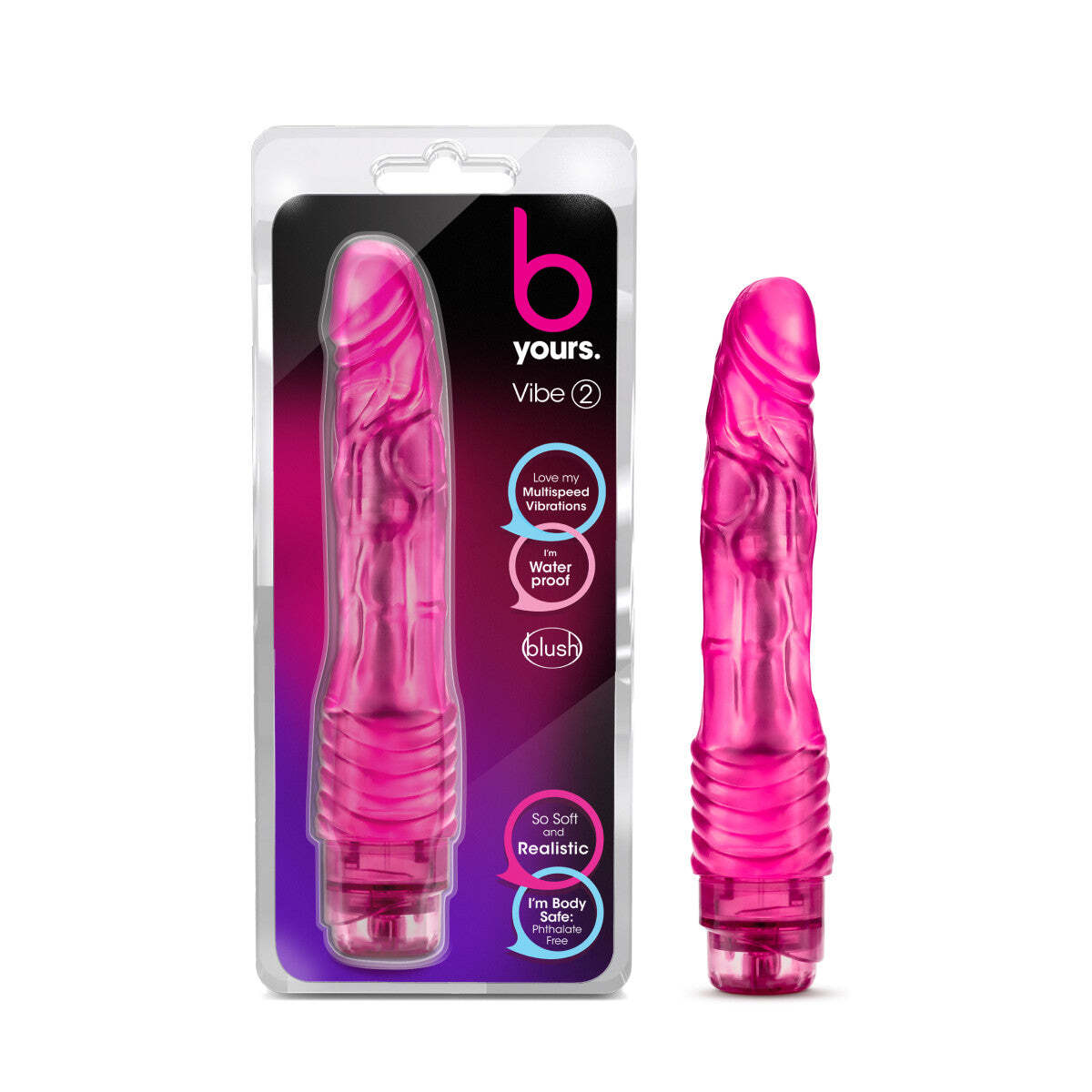 Blush B Yours- 9''Soft Flexible Realistic Multispeed Vibrating Waterproof Dildo
