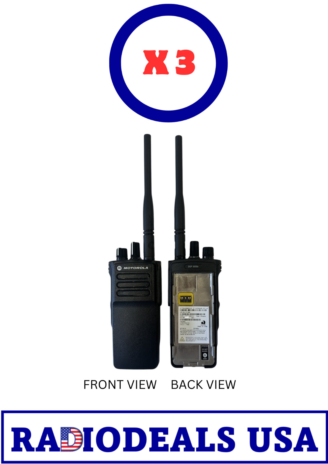 Motorola DGP5050E 136-174MHz VHF Radio LAH56JDC9SA1AN & Antenna x 3 PC