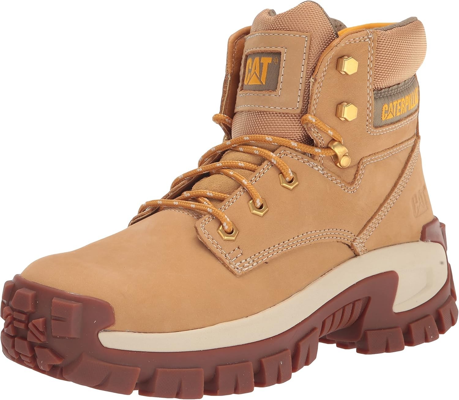 Caterpillar Mens INVADER HI ST Steel Toe Work Safety Industrial Boots Honey