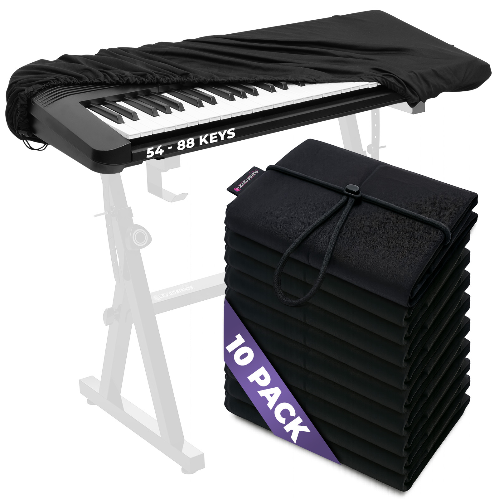 88 Key Piano Keyboard Dust Cover Spandex Piano Protector w/ Lock (10 Packs)