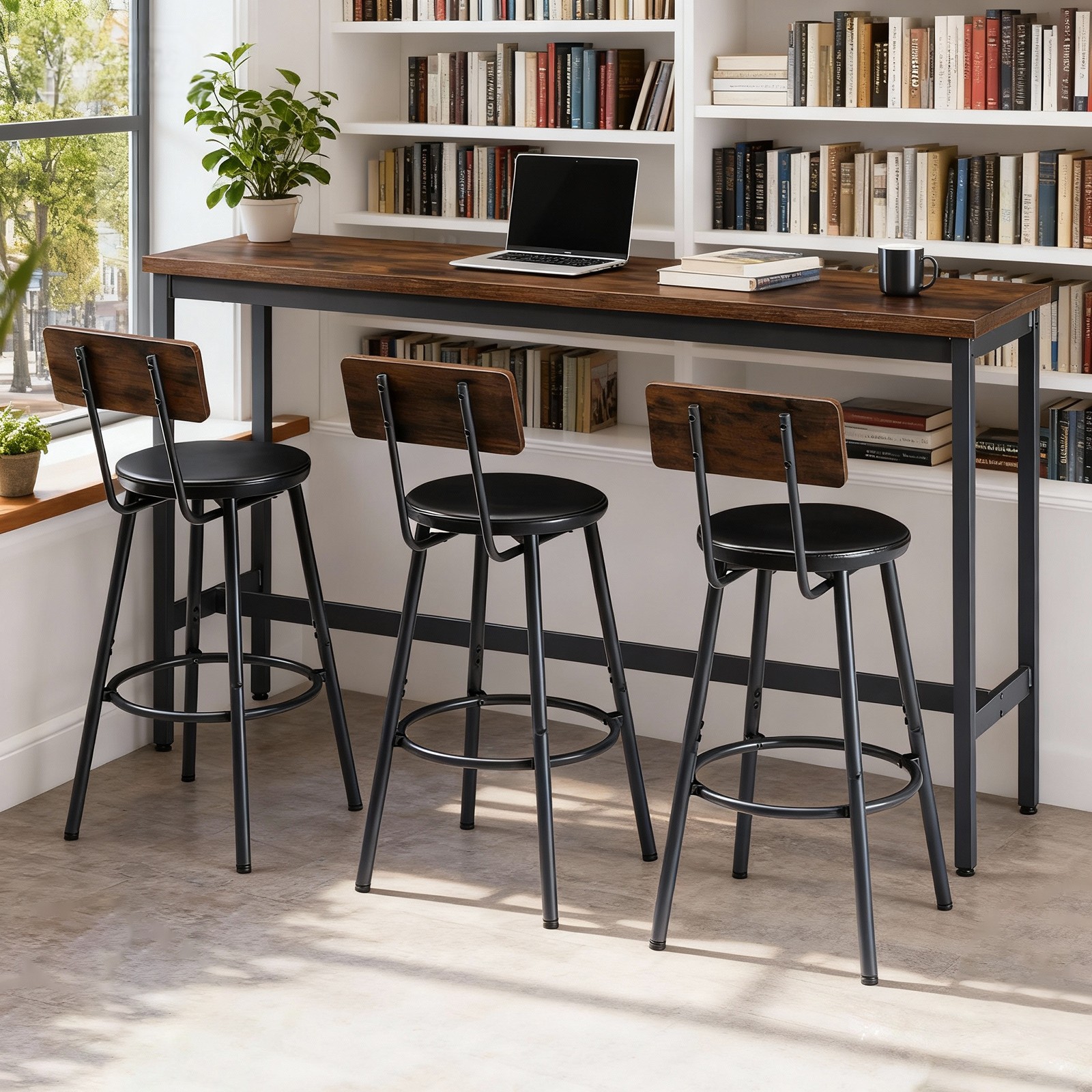 Bar Table and Chairs Set for 3, 4 Piece Industrial Dining Table Set