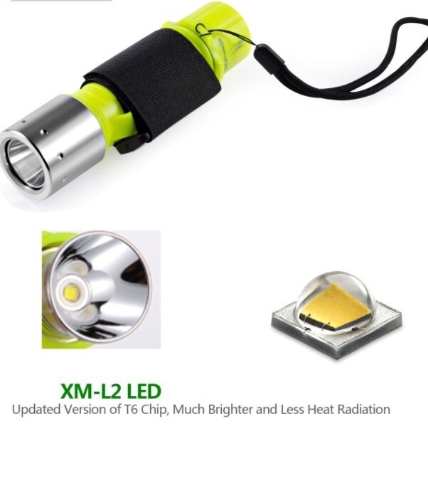 Diving Flashlight Scuba Dive Light Waterproof Underwater LED Torch Light