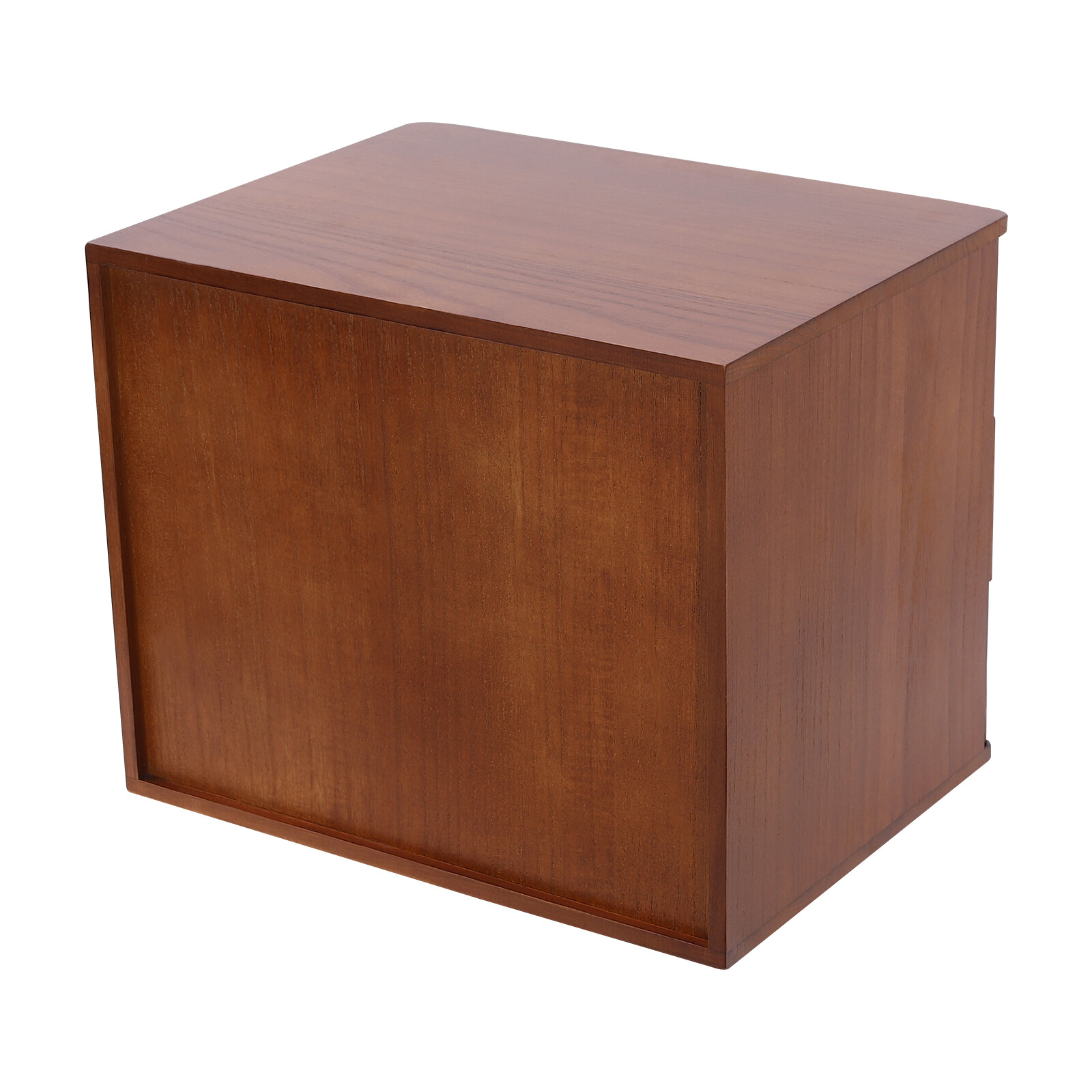 3-Tier File Cabinet Organizer Walnut Desktop Storage Box with Lockable 3 Drawers