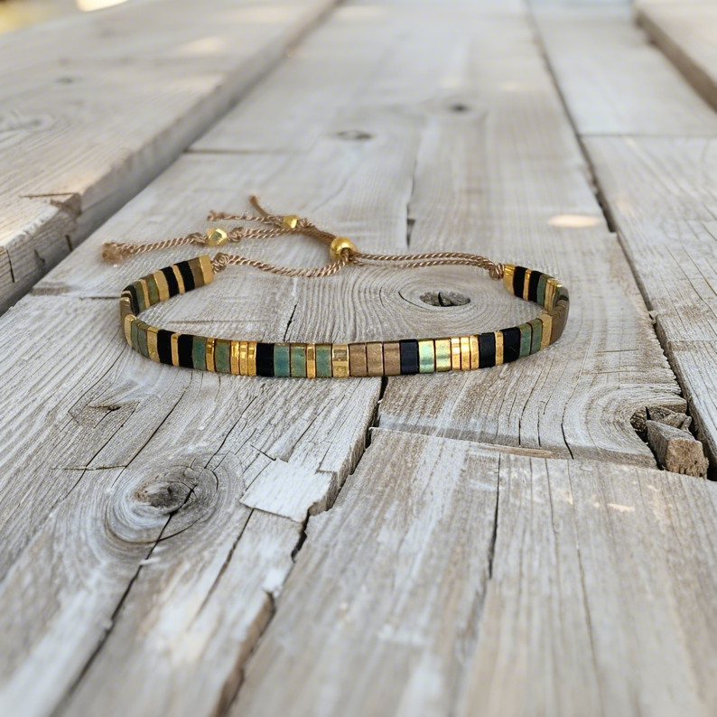 Dainty Tila Flat Beaded Braided Healing Handwoven Silk Cord Stacking Bracelet