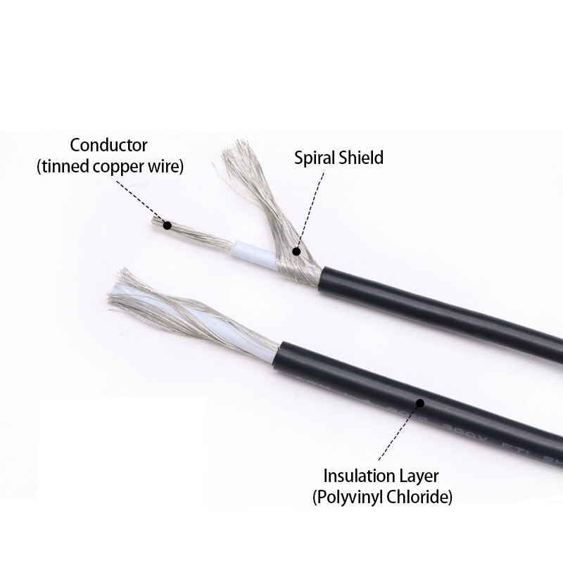 UL1185 Single Core Shielded Wire 10/12/14/16/18/20/22/24/26/28AWG Black And Grey