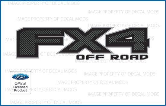 2x Ford F250 F350 FX4 Off Road Decals Stickers bed side Carbon Fiber Black FCFB