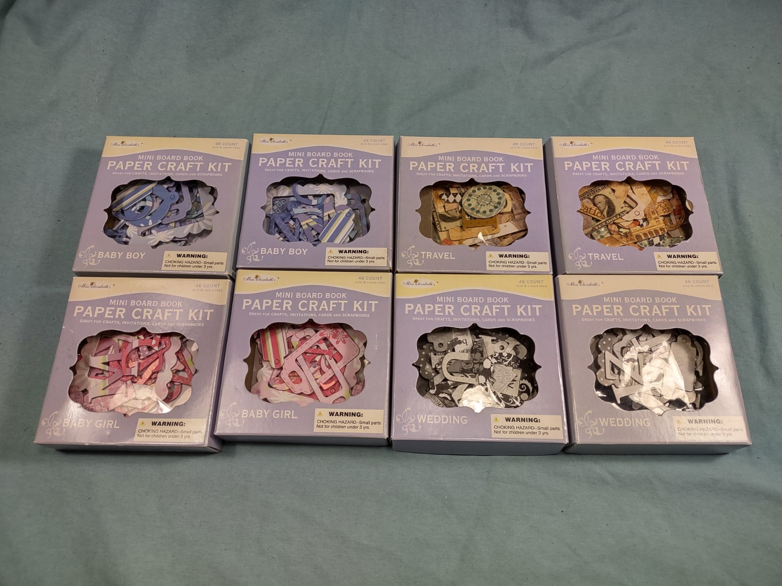 Miss Elizabeth Paper Craft Kits Scrapbooking Mini Board Books Lot of 8 Baby