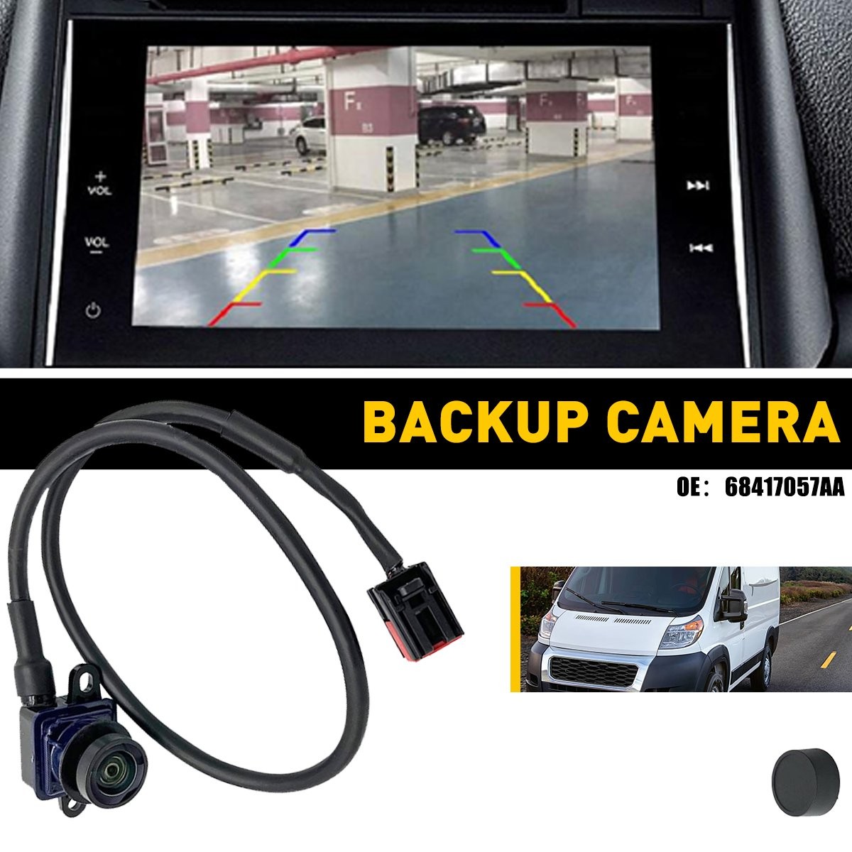 For Ram 1500 Promaster 3500 2018-21 2500 View Rear Backup Camera 8PIN 68417057AA