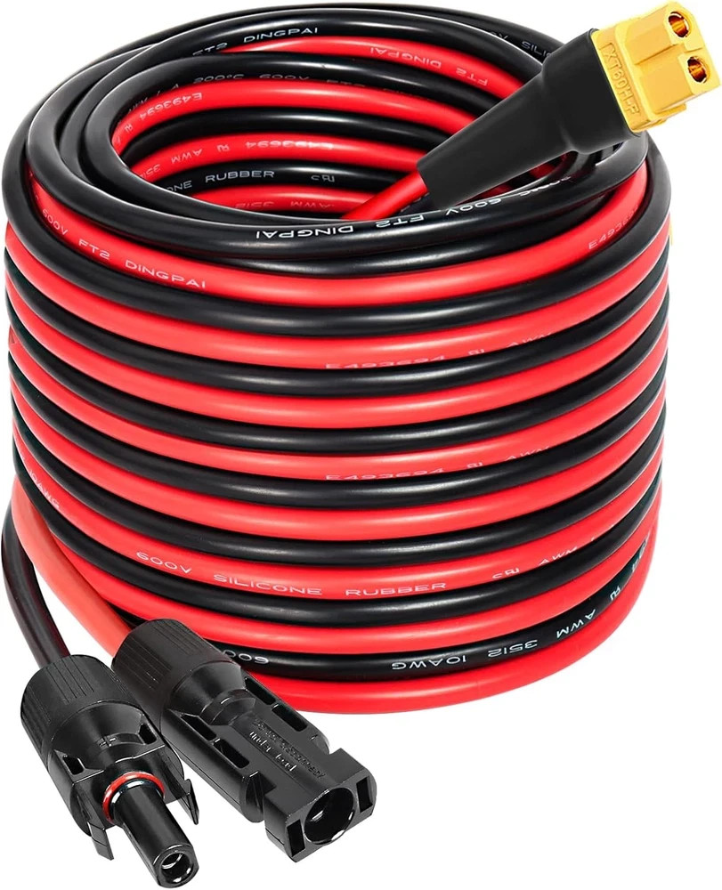 30FT 10AWG Solar to XT60 Extension Cable for Power Stations & Generators