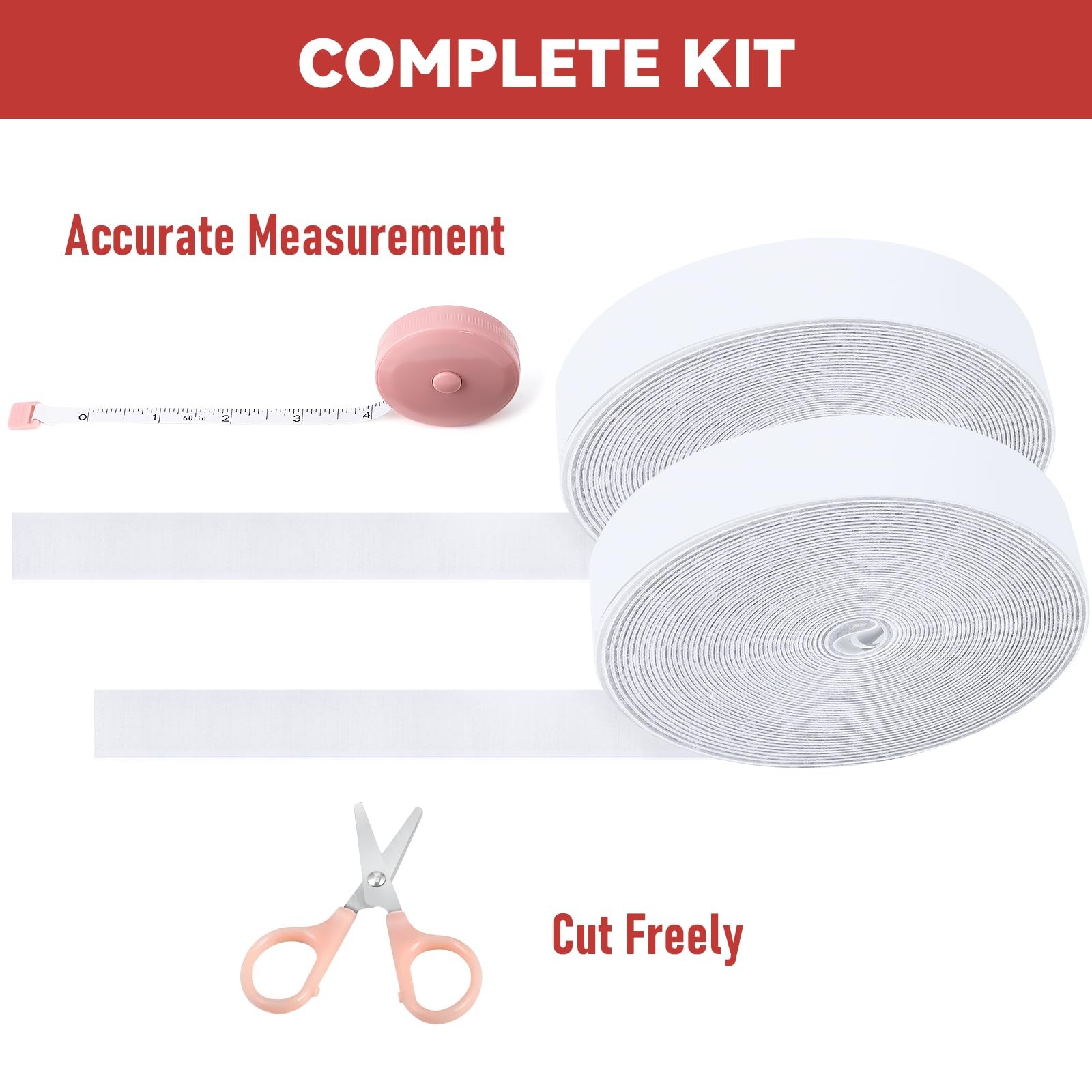 32Ft *1 Inch Hook and Loop Tape with Adhesive Back,White