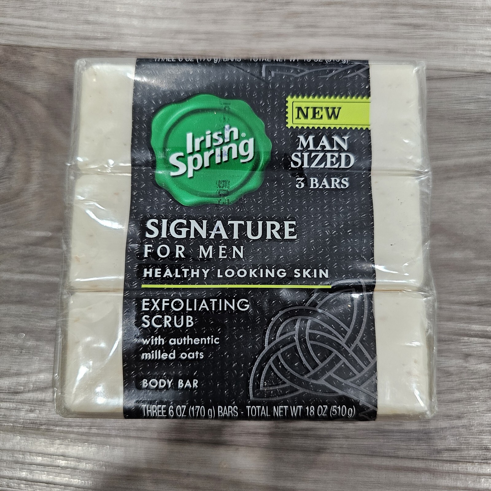 NEW Pack 3 Man Sized Bars Irish Spring Signature for Men Exfoliating Scrub Rare