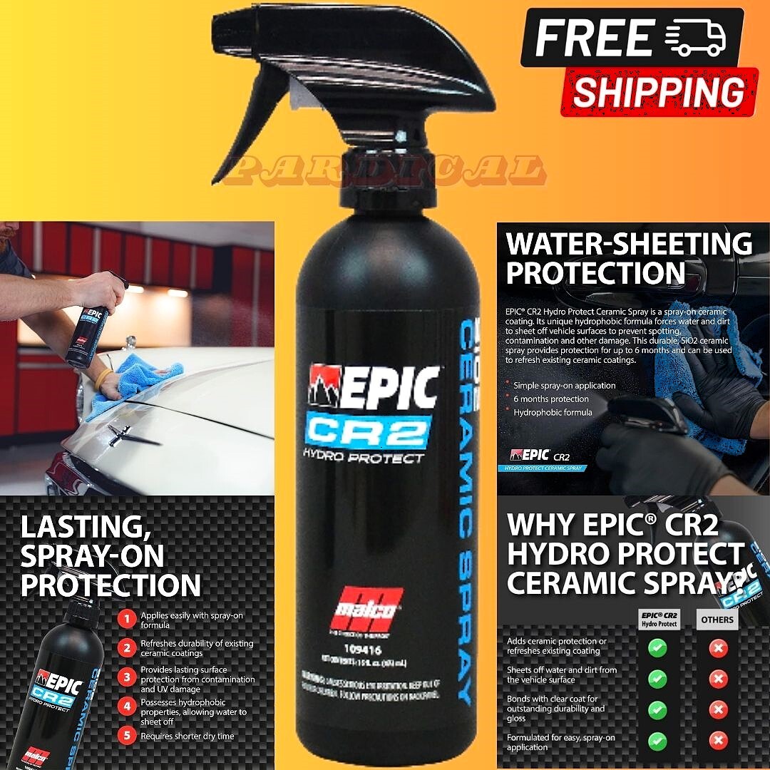 Malco EPIC CR2 Hydro Protect Ceramic Spray, Rejuvenates & Protects Vehicle 16 Oz