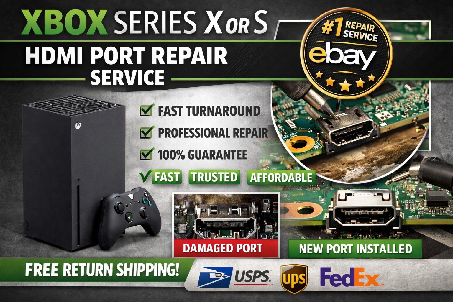 XBOX Series X/S HDMI REPAIR | Motherboard Issues No Power - Free Return Shipping