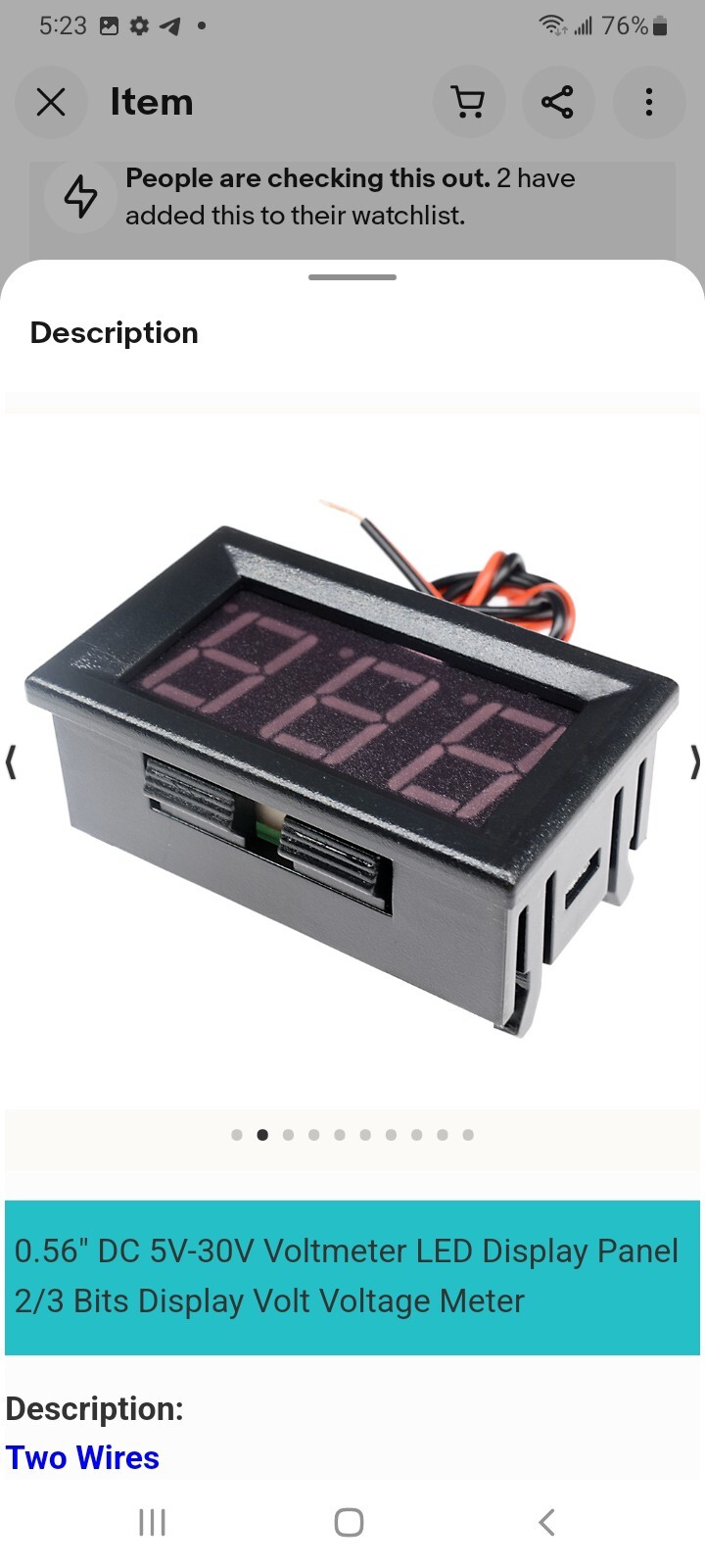 HOBBYIST - 4.5 - 30 VDC PANEL MOUNTABLE DIGITAL VOLTMETER. .56" RED LED READOUT.