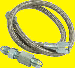 QuickCar 12" Gauge Line Kit Oil Fuel Pressure Hose Steel Braided 1/8" NPT 4 AN