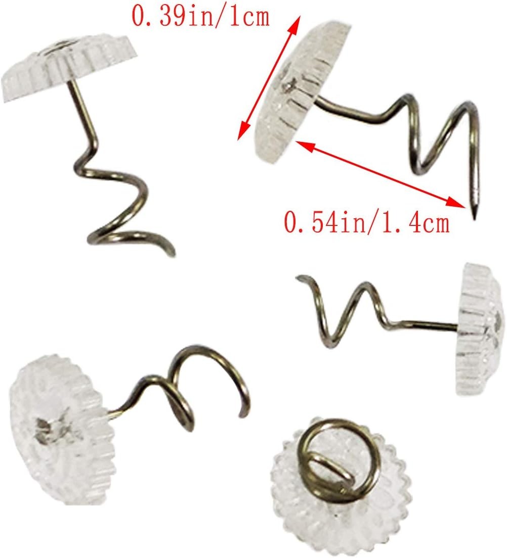 100 Pcs Bedskirt Pins, Twist Pins with Clear Heads, Bed Skirt Pin for Hold Slipc
