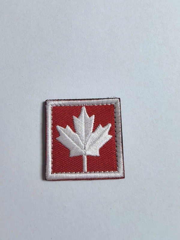 SQUARE CANADA FL CANADIAN MAPLE LEAF TACTICAL EMBROIDERED HOOK LOOP PATCH RED