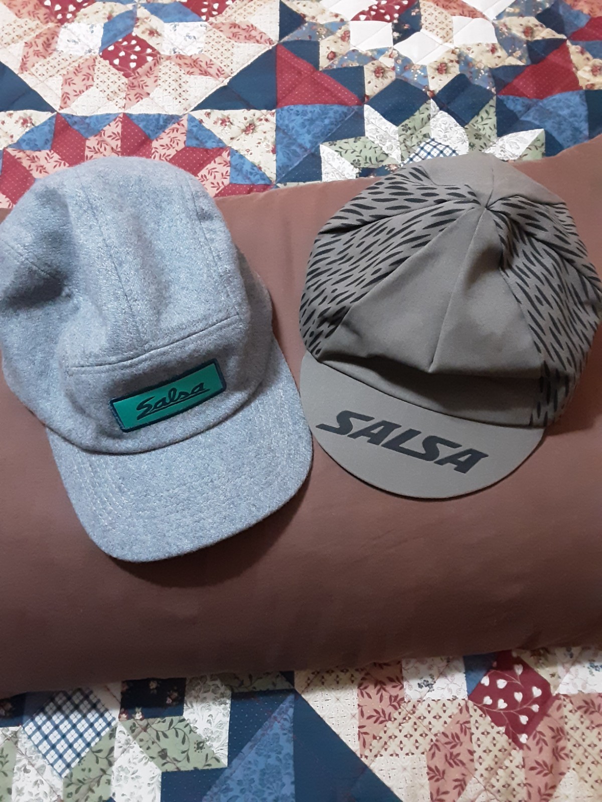 Salsa Cycles Cycling Caps, VGC, One Cotton Traditional Cap, One Wool Ball Cap