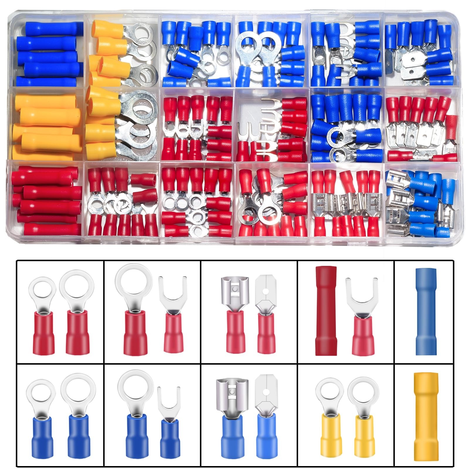 150PCS Mixed Quick Disconnect Electrical Insulated Butt Red，Blue,Yellow