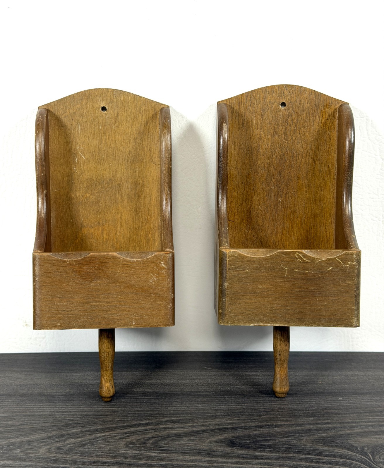 Set Of 2 Vintage Ardco Wooden Wall Pockets
