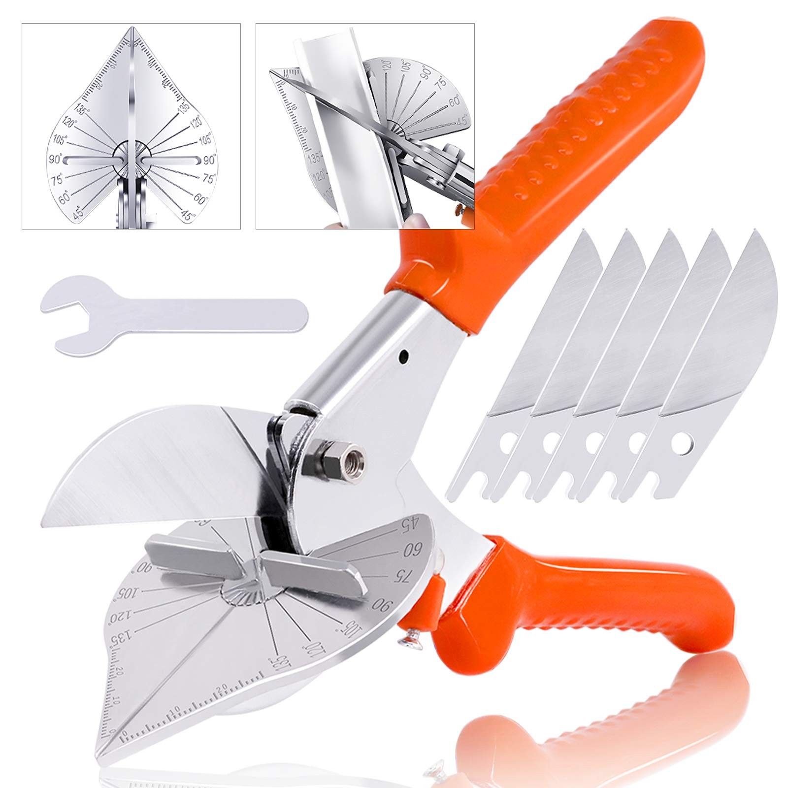 Multi Angle Miter Shear Cutter 45-135° with 5 Blades for DIY Projects