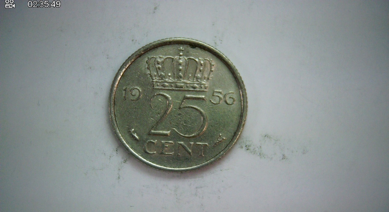 Netherlands 1956 25 Cents Juliana 25 Cent (crowned value) Coin