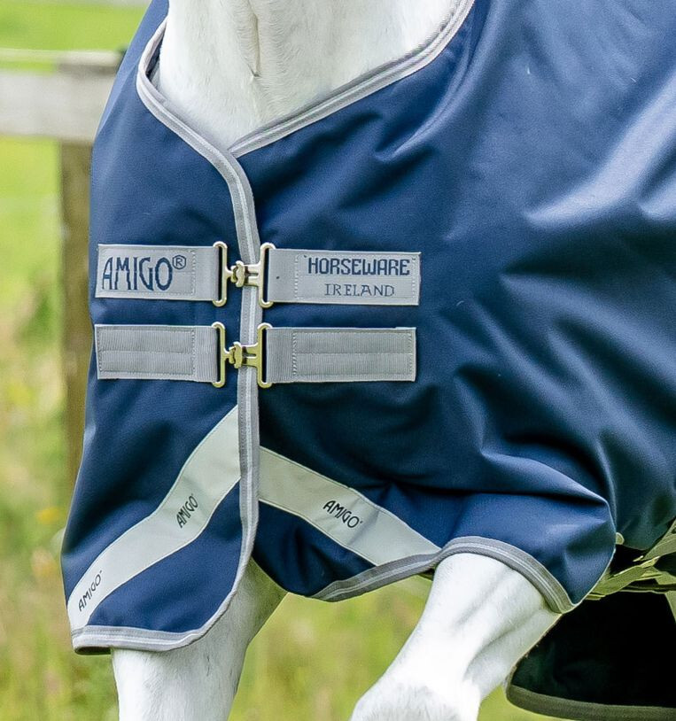Amigo Bravo 12 Lite Turnout Sheet - Navy/Titanium Grey